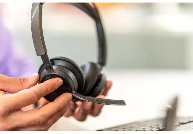 Alt view image 4 of 10 - Poly Voyager Focus 2 USB-A Bluetooth Stereo Headset - Siri, Google Assistant - Stereo - USB Type A - Wired/Wireless - Bluetooth - 298.6 ft - 20 Hz - 20 kHz - On-ear, Over-the-head - Binaural - Supra-a
