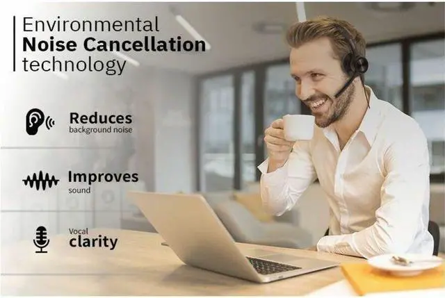 Alt view image 2 of 8 - CODi CLARO Wired Stereo Dual Ear Headset w/ AI ENC Microphone - Stereo - USB Type C - Wired - Over-the-head - Binaural - Supra-aural - Noise Cancelling Microphone - Black