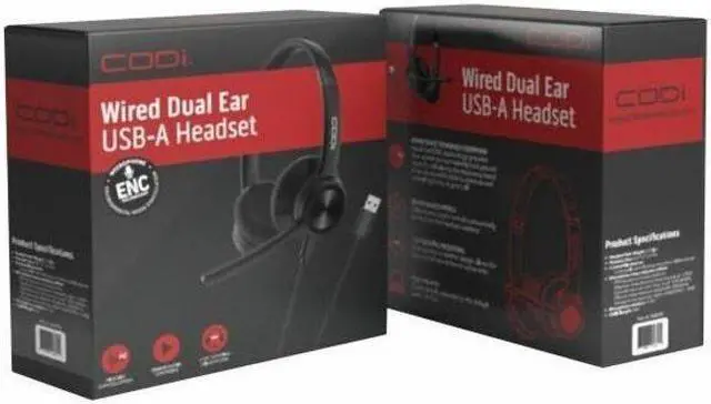 Alt view image 4 of 8 - CODi CLARO Wired Stereo Dual Ear Headset w/ AI ENC Microphone - Stereo - USB Type C - Wired - Over-the-head - Binaural - Supra-aural - Noise Cancelling Microphone - Black