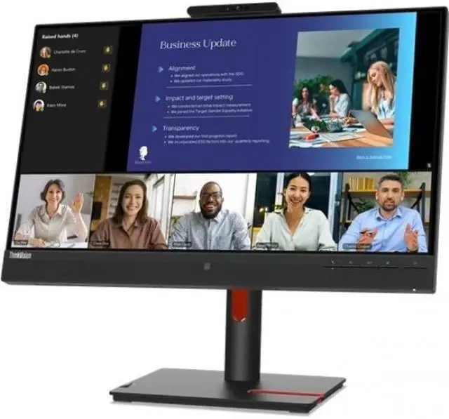 Alt view image 9 of 20 - Lenovo ThinkVision T24v-30 23.8" FHD IPS WEBCAM Speakers Black Monitor Win Hello