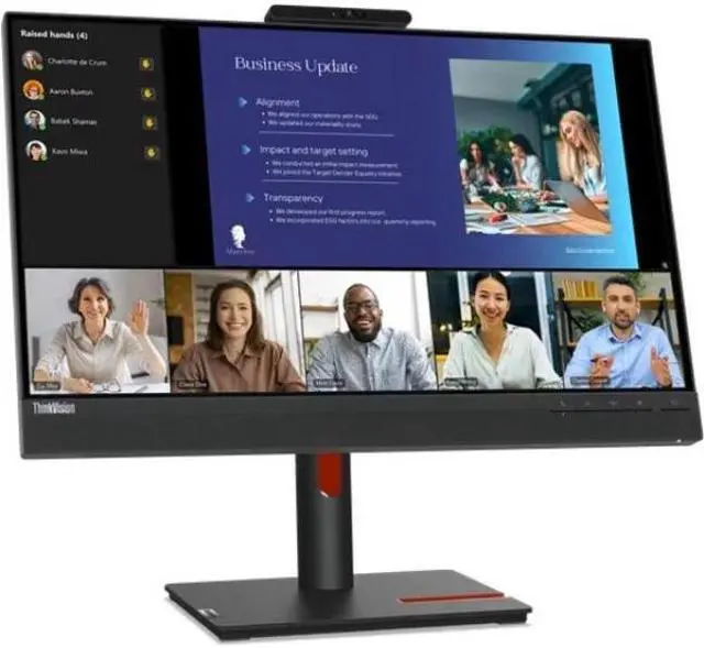 Alt view image 10 of 20 - Lenovo ThinkVision T24v-30 23.8" FHD IPS WEBCAM Speakers Black Monitor Win Hello