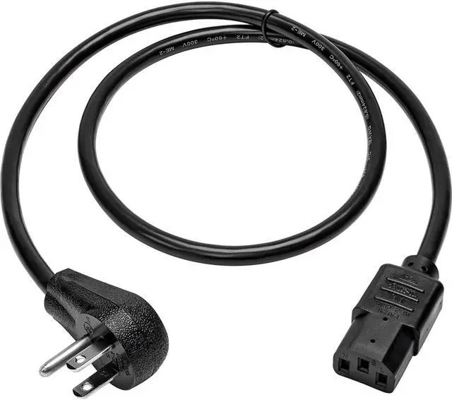 Alt view image 9 of 9 - Tripp Lite Model P007-012-15D 12 ft. Desktop Computer Power Cord, Right-Angle 5-15P to C13 - Heavy Duty, 15A, 125V, 14 AWG, 12 ft. Black
