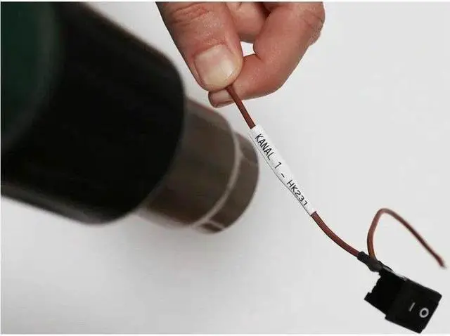 Alt view image 2 of 3 - Brother HSe-251E Heat Shrink Tube Tape Cassette - Black on White, 21.0mm wide - 45/64" Width x 59 1/16" Length - Black on White - Heat-shrinkable, Easy to Read, Durable, Non-adhesive