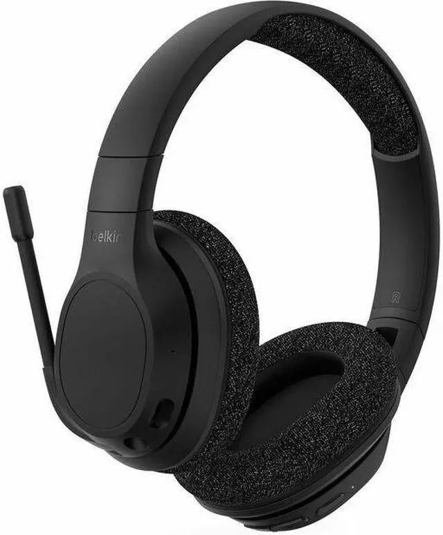 Alt view image 3 of 9 - Belkin SoundForm Adapt Wireless Over-Ear Headset - Stereo - Mini-phone (3.5mm), USB Type C - Wired/Wireless - Bluetooth - 30 ft - Over-the-ear, Over-the-head - Binaural - Circumaural - Noise Canceling