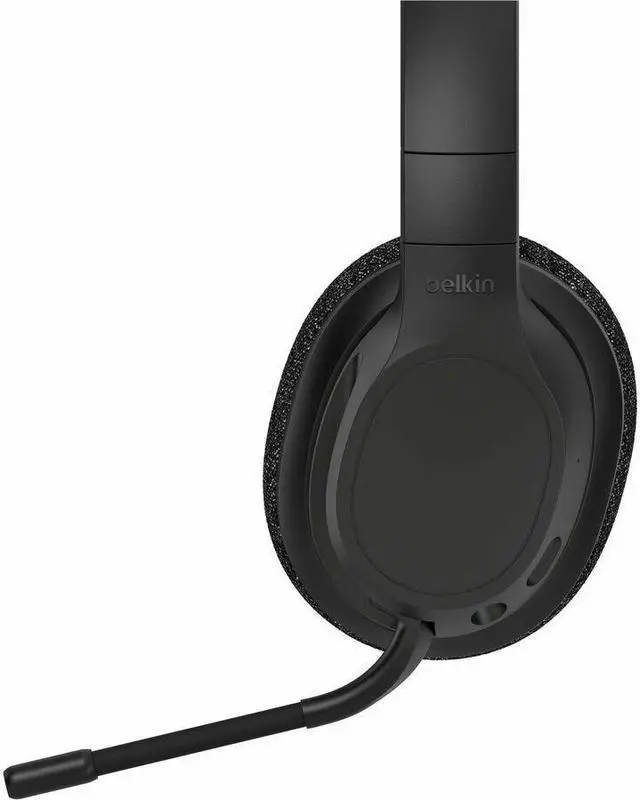 Alt view image 9 of 9 - Belkin SoundForm Adapt Wireless Over-Ear Headset - Stereo - Mini-phone (3.5mm), USB Type C - Wired/Wireless - Bluetooth - 30 ft - Over-the-ear, Over-the-head - Binaural - Circumaural - Noise Canceling