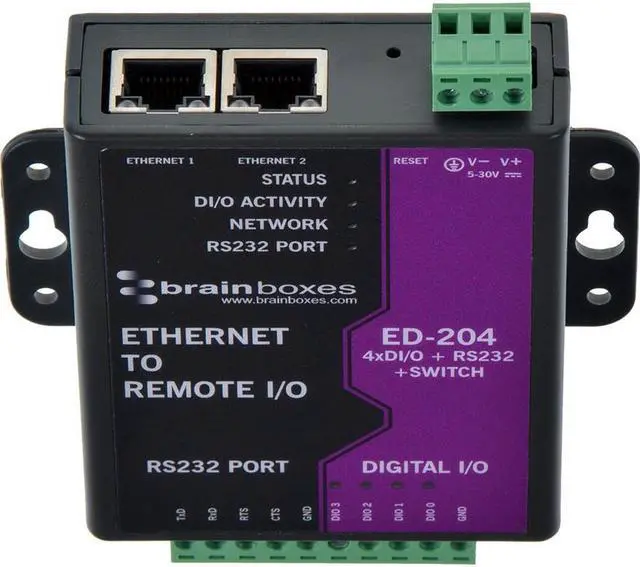 Alt view image 7 of 8 - BRAINBOXES ED-204 ETHERNET 4 DIO + RS232 + SWITCH