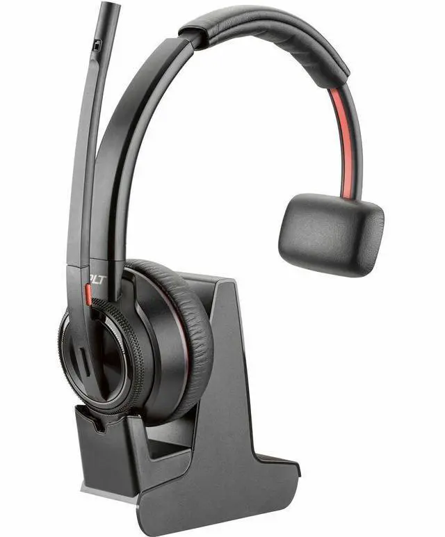 Alt view image 6 of 16 - Poly Savi 8200 Office 8210 Headset - Mono - Wireless - Bluetooth/DECT 6.0 - 449.5 ft - 32 Ohm - 20 Hz - 20 kHz - Over-the-head - Monaural - Ear-cup - Noise Cancelling Microphone