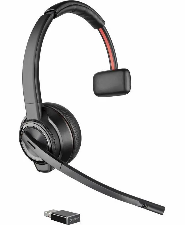 Alt view image 4 of 13 - HP Savi 8210 UC DECT 1920-1930 MHz USB-A Headset - Mono - Wireless - Bluetooth/DECT - 590.6 ft - 20 Hz - 20 kHz - On-ear, Over-the-head - Monaural - Ear-cup - Noise Cancelling, Omni-directional Microp