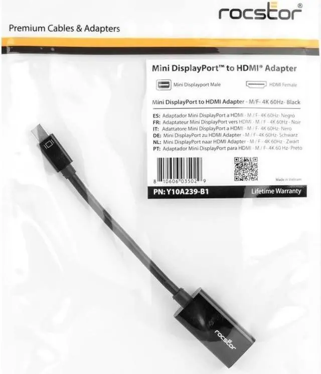 Alt view image 10 of 11 - Rocstor Mini DisplayPort to HDMI Adapter 4K mDP to HDMI Converter UHD 4K 60Hz Y10A239B1