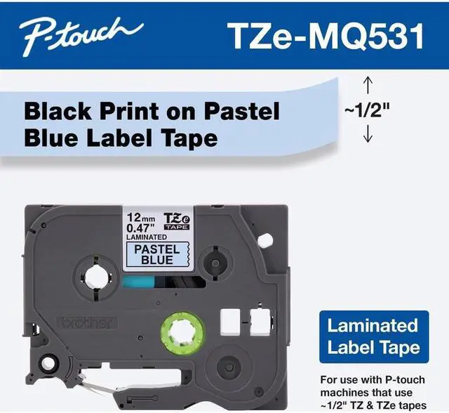 Alt view image 3 of 3 - Brother P-Touch TZe Laminated Tape - 15/32" Width - Pastel Blue, Clear - 1 Each