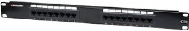Alt view image 5 of 9 - Intellinet Cat5e Patch Panel - 16 Port(s) - 16 x RJ-45 - 1U High - Black - 19" Wide - Rack-mountable
