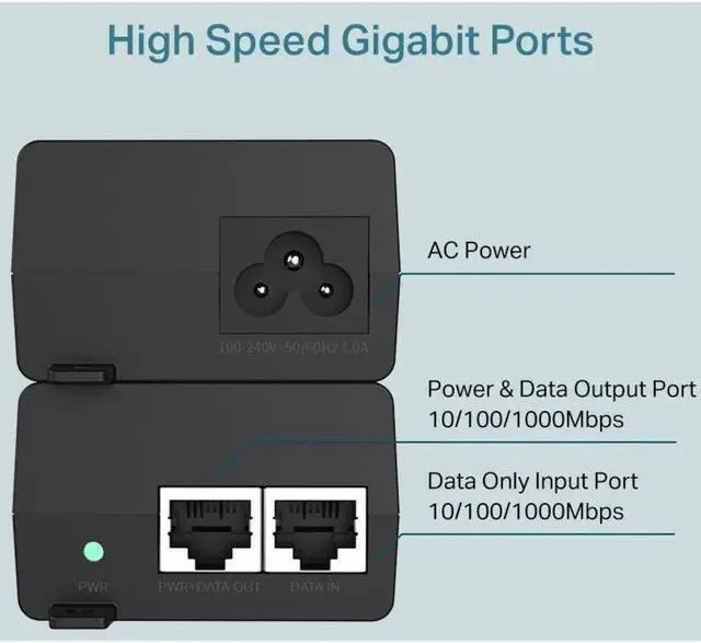 Alt view image 10 of 17 - TP-LINK PoE+ Injector Black (TL-POE160S) TLPOE160S