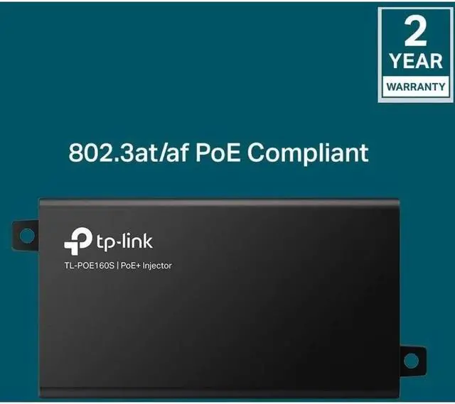 Alt view image 11 of 17 - TP-LINK PoE+ Injector Black (TL-POE160S) TLPOE160S