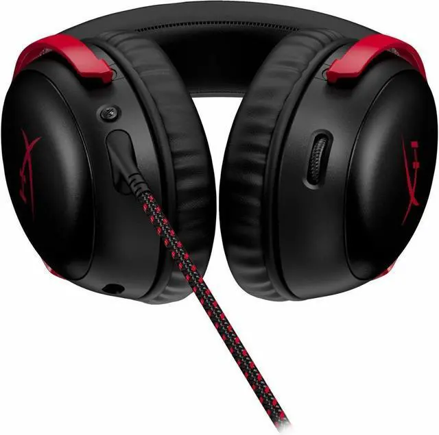 Alt view image 4 of 9 - HyperX Cloud III – Wired Gaming Headset, PC, PS5, Xbox Series X|S, Angled 53mm Drivers, DTS Spatial Audio, Memory Foam, Durable Frame, Ultra-Clear 10mm Mic, USB-C, USB-A, 3.5mm – Black/Red
