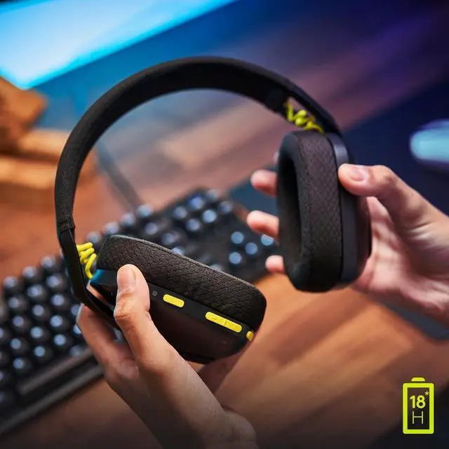 Alt view image 5 of 15 - Logitech G435 LIGHTSPEED Bluetooth Over-the-Ear Gaming Headset Black (981-001049)