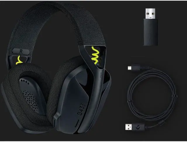 Alt view image 6 of 15 - Logitech G435 LIGHTSPEED Bluetooth Over-the-Ear Gaming Headset Black (981-001049)