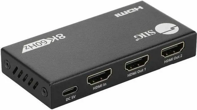 Alt view image 7 of 9 - SIIG 1x2 8K60Hz HDMI Splitter with VRR/ALLM 40G EDID management CE-H27N11-S1 Down scaler Brown Box