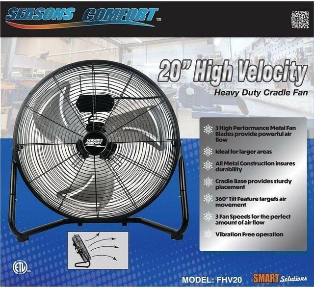 Alt view image 3 of 4 - Seasons Comfort 20 Inch High Velocity Fan Electric High Velocity Fan