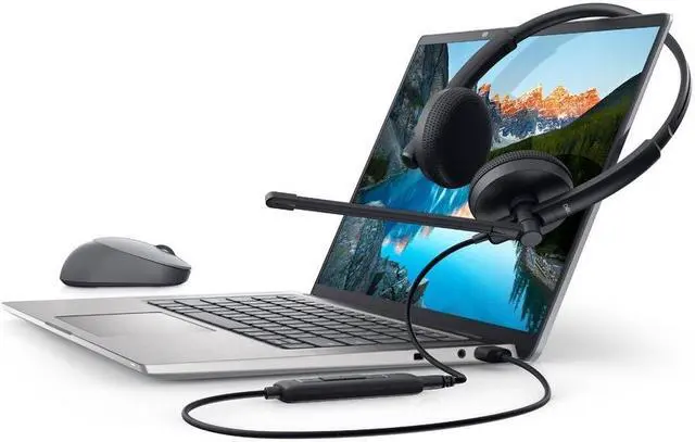 Alt view image 2 of 8 - Dell WH1022 Headset - Stereo - USB - Wired - 20 Hz - 20 kHz - Over-the-head - Binaural - 4.92 ft Cable - Noise Cancelling Microphone - Noise Canceling - Black