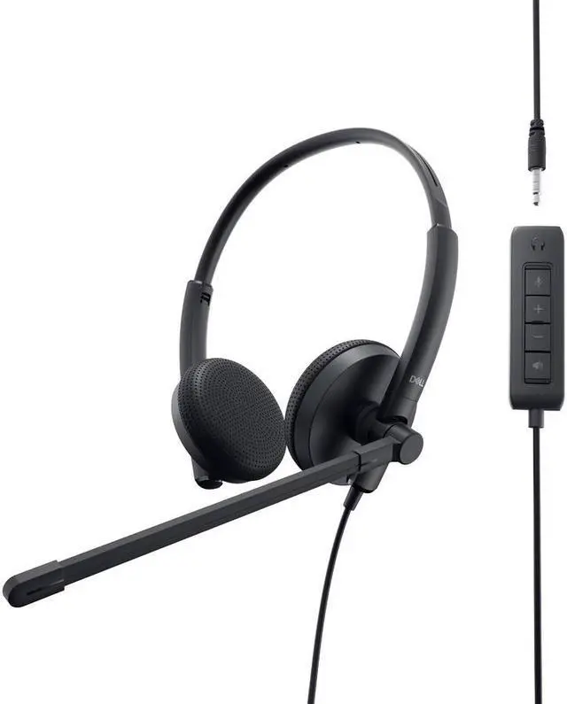 Alt view image 6 of 8 - Dell WH1022 Headset - Stereo - USB - Wired - 20 Hz - 20 kHz - Over-the-head - Binaural - 4.92 ft Cable - Noise Cancelling Microphone - Noise Canceling - Black