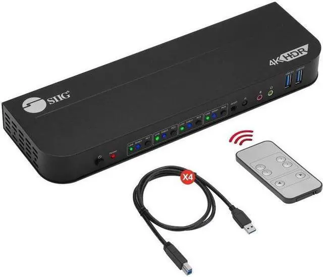 Alt view image 8 of 14 - SIIG 4-Port 4K KVM Switch HDMI with Remote Control, 1x HDMI Output, 2X USB 3.2 Type-A Ports, EDID Bypass, Compatible with Windows and Mac (CE-KV0F11-S1)