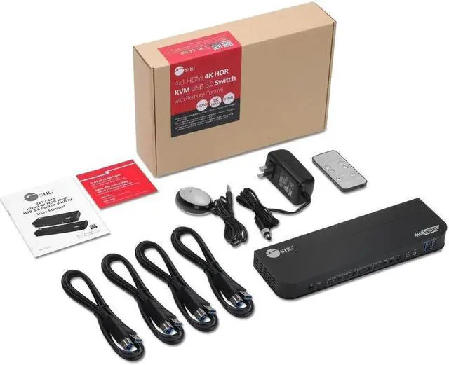 Alt view image 10 of 14 - SIIG 4-Port 4K KVM Switch HDMI with Remote Control, 1x HDMI Output, 2X USB 3.2 Type-A Ports, EDID Bypass, Compatible with Windows and Mac (CE-KV0F11-S1)