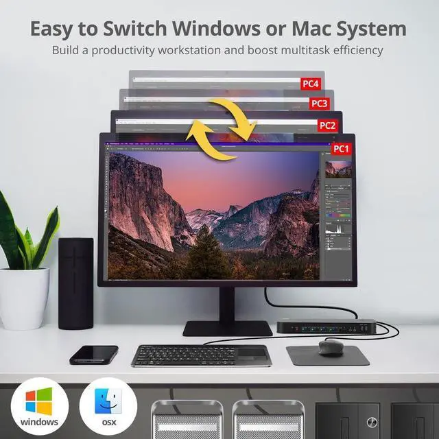 Alt view image 11 of 14 - SIIG 4-Port 4K KVM Switch HDMI with Remote Control, 1x HDMI Output, 2X USB 3.2 Type-A Ports, EDID Bypass, Compatible with Windows and Mac (CE-KV0F11-S1)