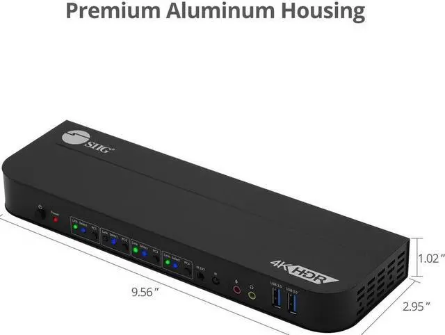 Alt view image 13 of 14 - SIIG 4-Port 4K KVM Switch HDMI with Remote Control, 1x HDMI Output, 2X USB 3.2 Type-A Ports, EDID Bypass, Compatible with Windows and Mac (CE-KV0F11-S1)