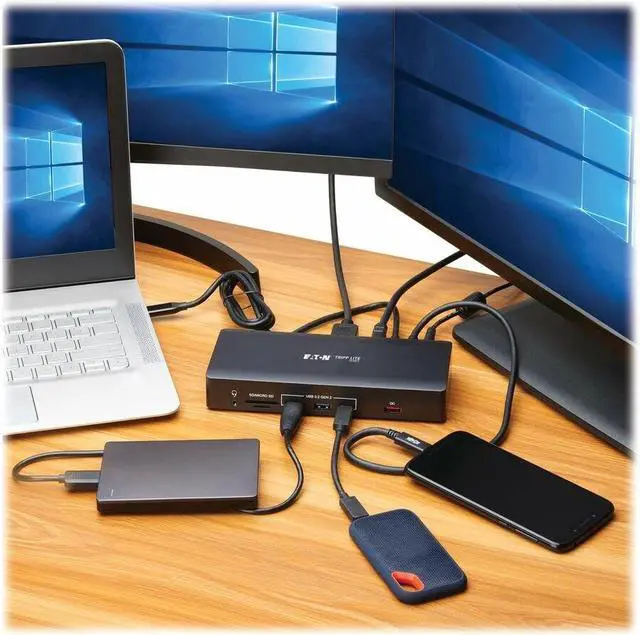 Alt view image 9 of 11 - Tripp Lite by Eaton Safe-IT USB-C Dock Triple Display - 4K 60 Hz HDMI/DisplayPort VGA USB 3.2 Gen 2 USB Hub Gigabit Ethernet 100W PD Charging Antibacterial - for Tablet PC/Printer/Smatphone/Projector/