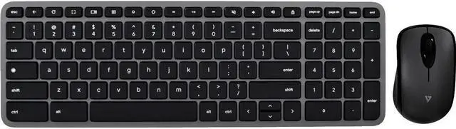 Alt view image 6 of 9 - V7 Bluetooth Keyboard and Mouse Combo Chromebook Edition - Wireless Bluetooth 5.2 Keyboard - English (US) - Black - Wireless Bluetooth Mouse - Optical - 1000 dpi - 3 Button - Black - Menu Launcher, Sc