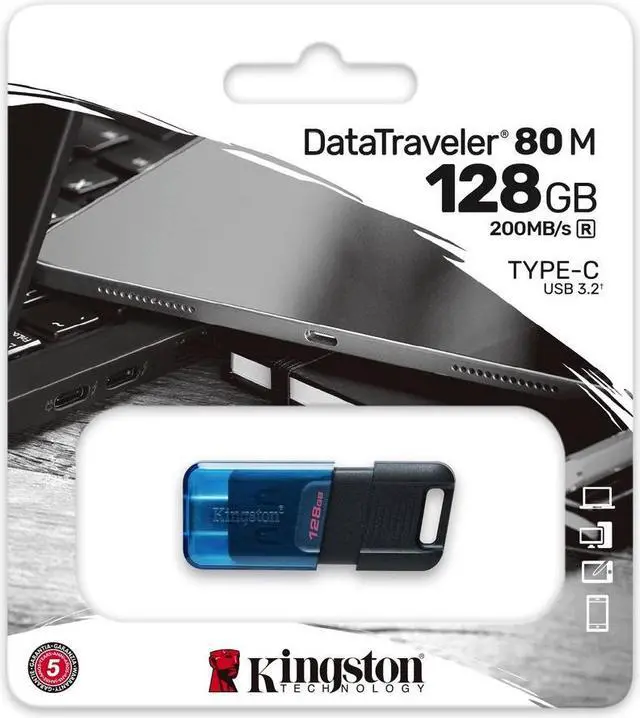 Alt view image 14 of 15 - Kingston DataTraveler 80 M 128GB USB 3.2 Gen 1 Type C Flash Drive DT80M128GB