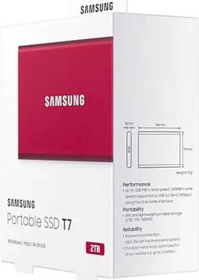 Alt view image 9 of 12 - Samsung - T7 2TB External USB 3.2 Gen 2 Portable SSD with Hardware Encryption...