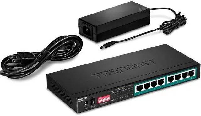 Alt view image 3 of 20 - TRENDnet 8-Port Gigabit Long Range Poe+ Switch, TPE-LG80,65W Poe Budget, Ethernet/Network Switch, Long-Range Poe+ Extends Range Up to 200M (656 ft.), 16 Gbps Switching Capacity, Lifetime Protection