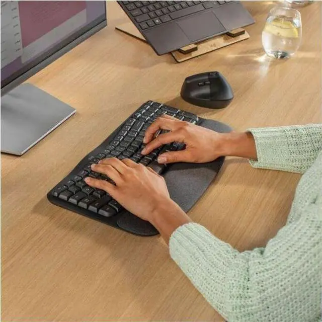 Alt view image 8 of 9 - Logitech Wave Keys for Business Keyboard - Black (in Brown Box)