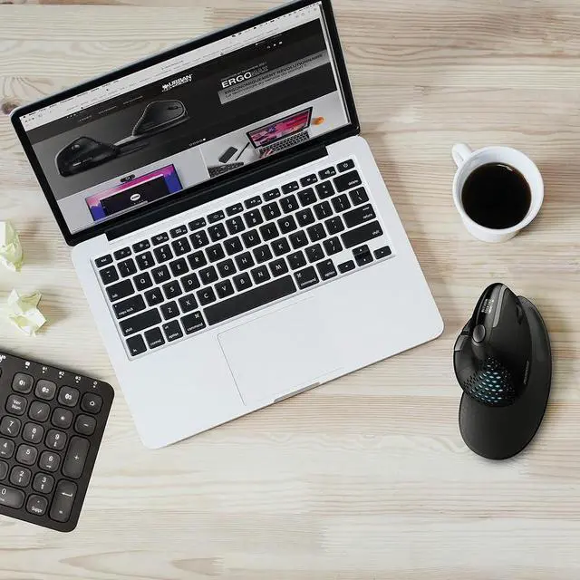 Alt view image 2 of 6 - Urban Factory ERGO MAX EPM50UF Mouse - Optical - Cable/Wireless - Bluetooth/Radio Frequency - 2.40 GHz - Black - USB Type C - 4000 dpi - Scroll Wheel - 7 Button(s) - Right-handed