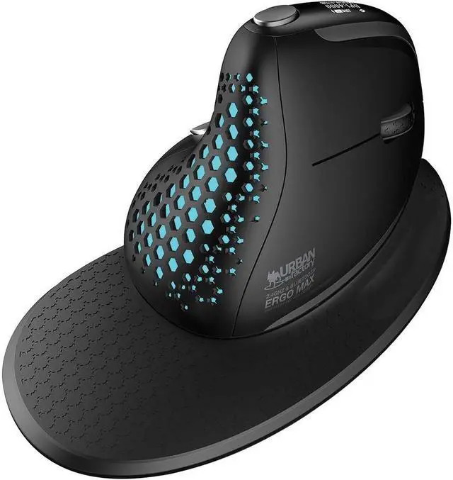 Alt view image 4 of 6 - Urban Factory ERGO MAX EPM50UF Mouse - Optical - Cable/Wireless - Bluetooth/Radio Frequency - 2.40 GHz - Black - USB Type C - 4000 dpi - Scroll Wheel - 7 Button(s) - Right-handed