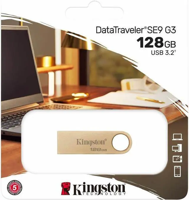 Alt view image 4 of 11 - Kingston DataTraveler SE9 Gen 3- 128GB - 220MB/s read- Metal - USB 3.2 Gen 1 -Gold