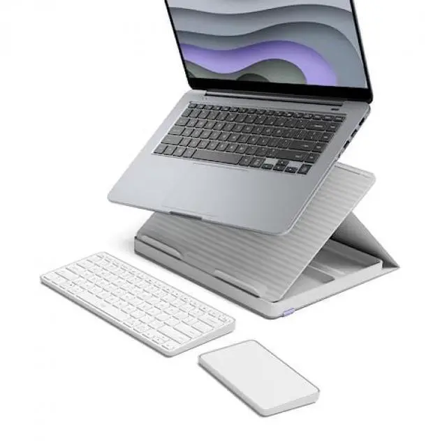 Main image of Logitech Casa Pop Up Desk Work From Home Kit with Laptop Stand, Wireless Keyboard & Touchpad, Bluetooth, USB C Charging, for Laptop/MacBook (10? to 17?) - Windows, macOS, ChromeOS - Nordic Calm