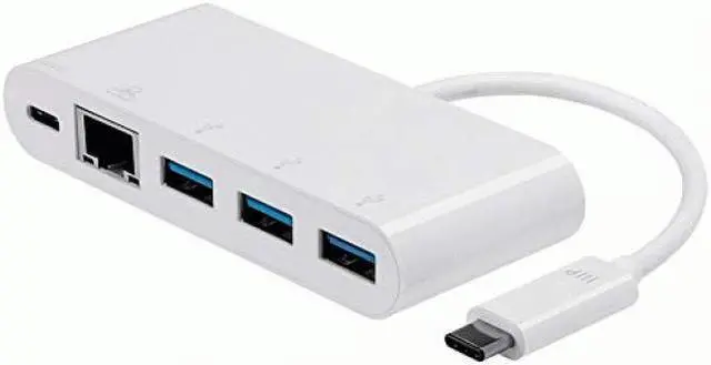 Alt view image 9 of 10 - Monoprice Select Series USB-C to 3x USB-A 3.0, Gigabit Ethernet & USB-C (F) Adapter