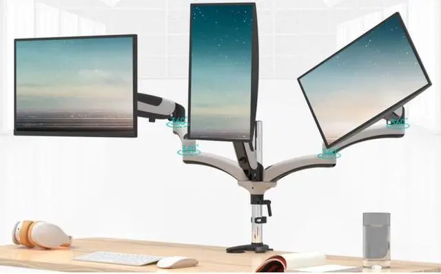Alt view image 9 of 9 - Triple Monitor Mount with Articulating Arms | Supports 15 - 28" Standard Display | Amer Mounts HYDRA3XL - OEM
