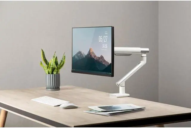 Alt view image 7 of 7 - Amer Mounts Single Articulating Spring Monitor Arm [Arctic Edition] For 17"-34" Monitors 9kg Max Screen Weight - Clamp and Grommet Base Mount Support - HYDRA1A - OEM