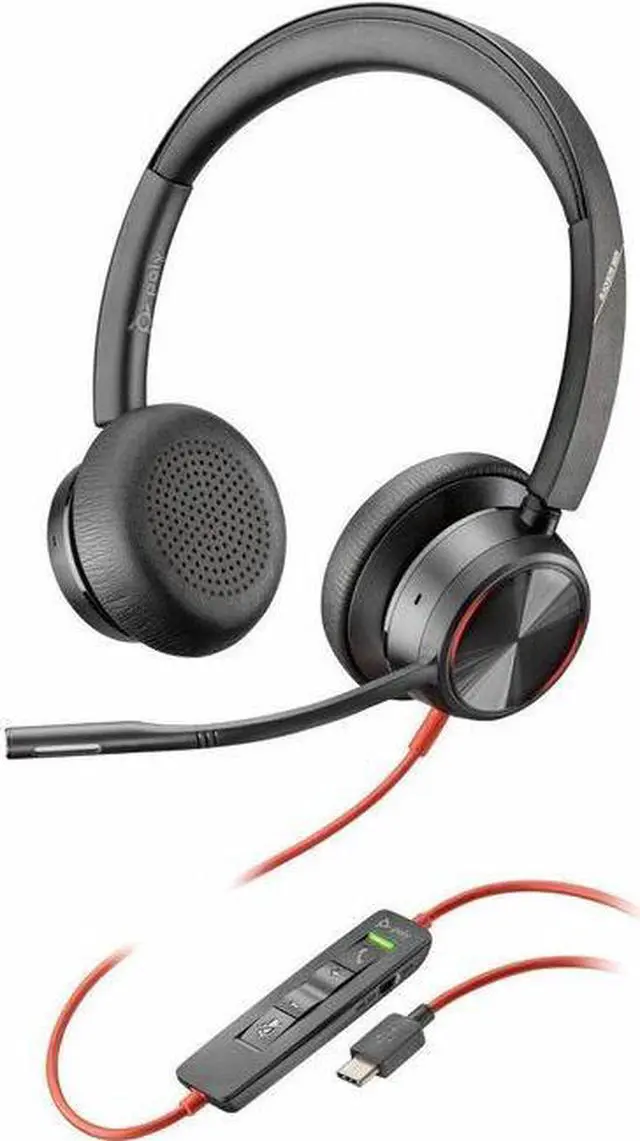 Main image of Poly Blackwire 8225 Stereo USB-C Headset +USB-C/A Adapter - Stereo - USB Type C - Wired - 32 Ohm - On-ear - Binaural - Ear-cup - 7.10 ft Cable - Omni-directional, Noise Cancelling Microphone - Black