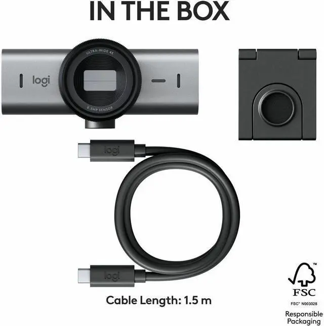 Alt view image 4 of 15 - Logitech BRIO 705 Webcam - 8.5 Megapixel - USB Type C - 4K - 4096 x 2160 Video - STARVIS Sensor - Auto-focus - 90° Angle - Clip - 4x Digital Zoom - Microphone - Windows 10, macOS 10.15