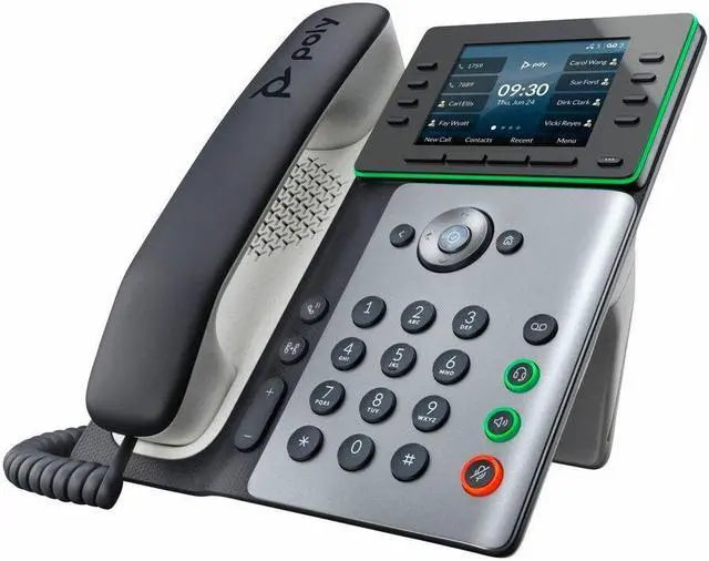 Alt view image 7 of 15 - HP Poly Edge E300 IP Phone Corded Desktop Wall Mountable Black VoIP 2x Network RJ-45 PoE Ports Model 82M92AA