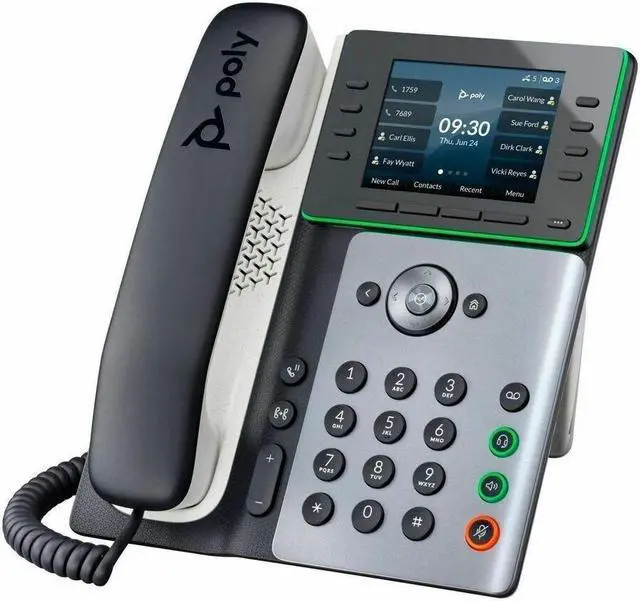Alt view image 8 of 11 - HP Poly Edge E500 IP Phone Corded Desktop Black TAA Compliant VoIP 2x Network RJ-45 PoE Ports Model 82M94AA