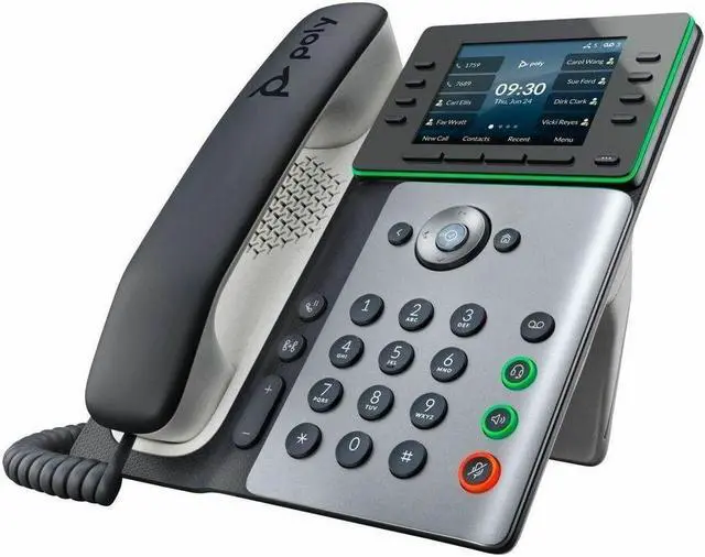 Alt view image 11 of 11 - HP Poly Edge E500 IP Phone Corded Desktop Black TAA Compliant VoIP 2x Network RJ-45 PoE Ports Model 82M94AA