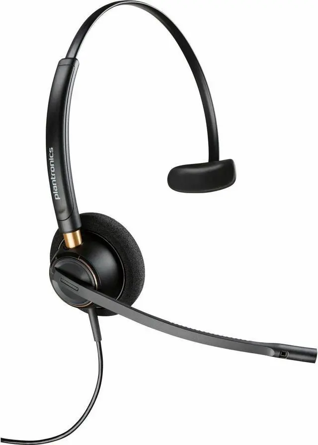 Alt view image 4 of 5 - Poly EncorePro HW510D Headset - Mono - Mini-phone (3.5mm) - Wired - 20 Hz - 16 kHz - On-ear, Over-the-head - Monaural - Ear-cup - 2.58 ft Cable - Omni-directional Microphone - Noise Canceling - Black