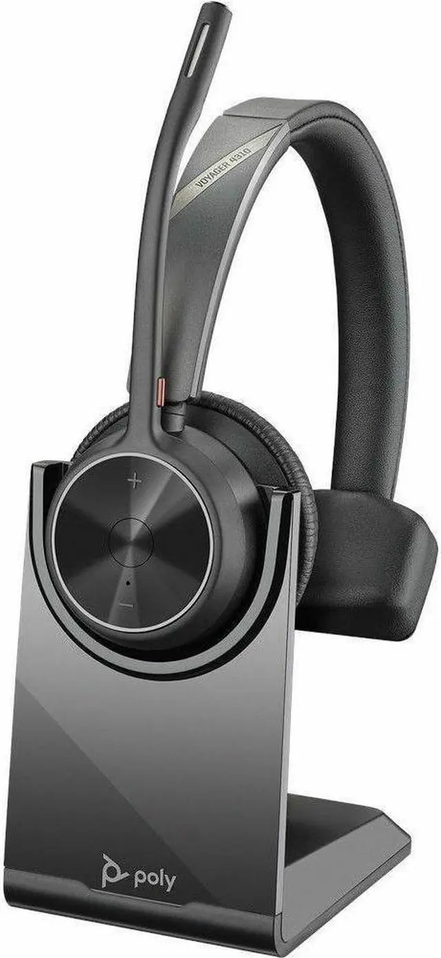 Alt view image 3 of 8 - Poly Bluetooth Office Headset - Microsoft Teams Certification - Siri, Google Assistant - Stereo - USB Type C - Wired/Wireless - Bluetooth - 164 ft - 20 Hz - 20 kHz - Over-the-head - Binaural - Ear-cup