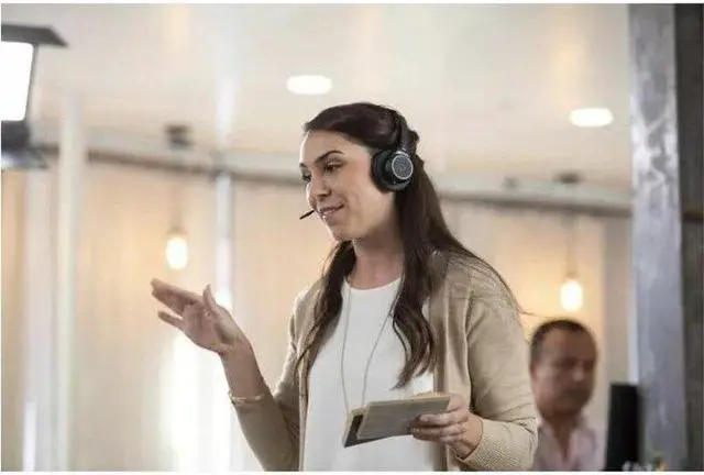 Alt view image 7 of 8 - Poly Bluetooth Office Headset - Microsoft Teams Certification - Siri, Google Assistant - Stereo - USB Type C - Wired/Wireless - Bluetooth - 164 ft - 20 Hz - 20 kHz - Over-the-head - Binaural - Ear-cup