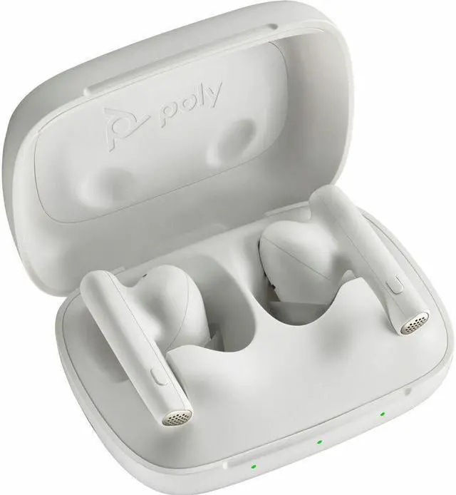 Alt view image 4 of 9 - HP Poly Voyager Free 60 UC M White Sand Earbuds+ BT700 USB-A Adapter + Model 7Y8L5AA